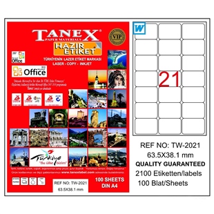 Tanex laser etiket 63,5x38,1 tw-2021