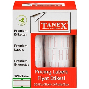Tanex motex etiket 21x12 çizgili (800 lü)
