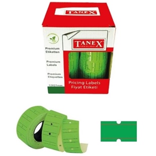 Tanex motex etiket 21x12 çizgili yeşil (800 lü)