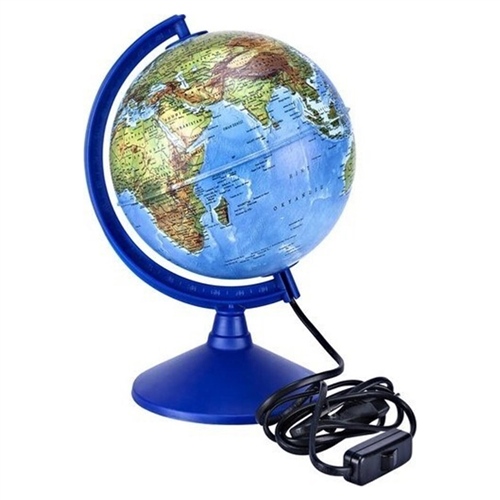 Brons Işıklı Dünya Küresi Fiziki ve Siyasi Haritası 30cm BR-808