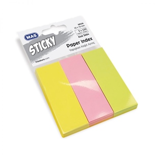 Mas 3664 Post-it 25x76mm kağıt ayraç neon 3 renk