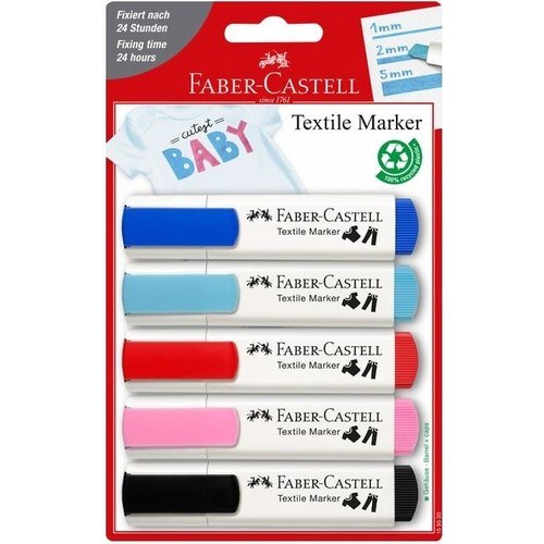Faber-Castell Tekstil Markörü Faber-Castell Tekstil Marker 5 Renkli Keçeli Kalem